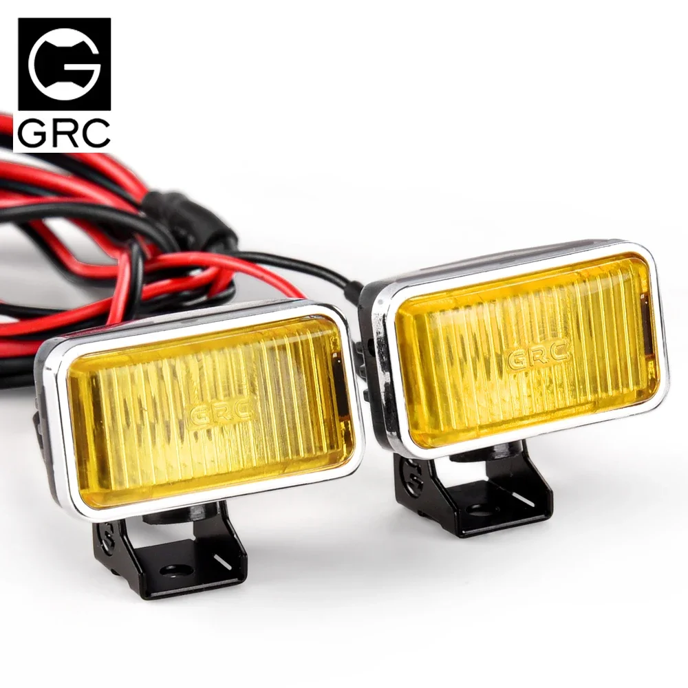 GRC 20mm Rectangle Spotlights Square Led Lights Searchlight for 1/10 RC Car TRX4 Defender Bronco SCX10 JK D90 D110 #G157UY/W