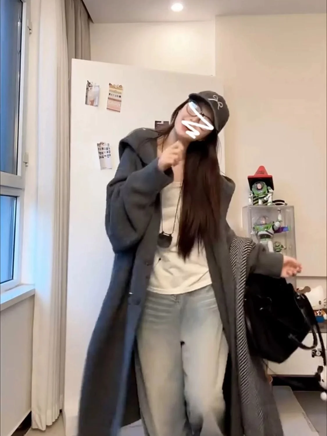 

Mid-Long Cardigans Navy Blue Womens Autumn Stand-Up Drawstring Thin Cable Half-Open Long-Sleeve Fitted Solid-Coloured Boxy Daily