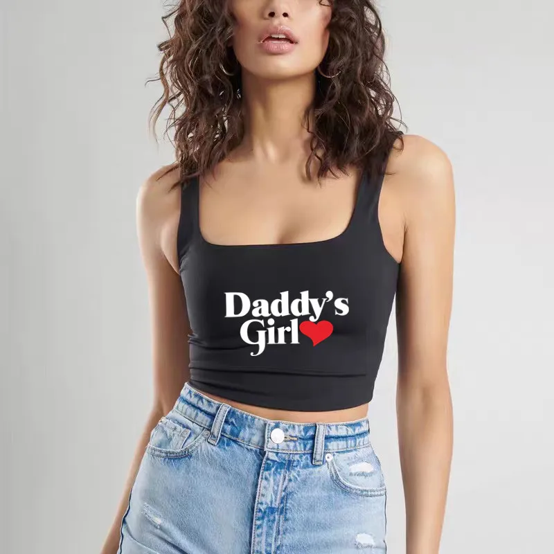Daddy's Girl Letters Cute Womens Clothing Girl Sexy Slim Top Female Tanks Camis Sleeveless Double Nylon Ladies Good Quality Tops