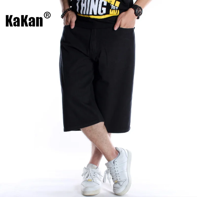 

Kakan - European and American Summer New Jeans for Men, Loose Cropped Pants, Pure Black Pants, Jeans K43-109