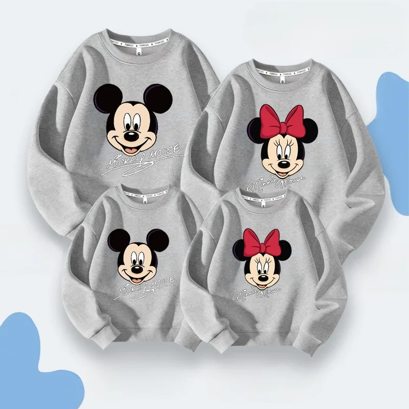 Parent child casual round neck top long sleeved trendy clothing Mickey Minnie Spring and Autumn Sweater Long Loose casual coat