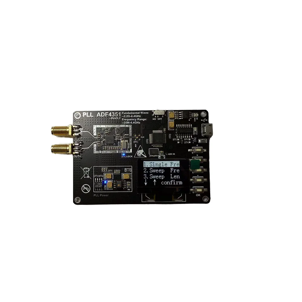 HAMGEEK ADF4351 On-Board Module 35M-4.4G RF Signal Generator Board W/ Built-in Battery & 1.8" Screen