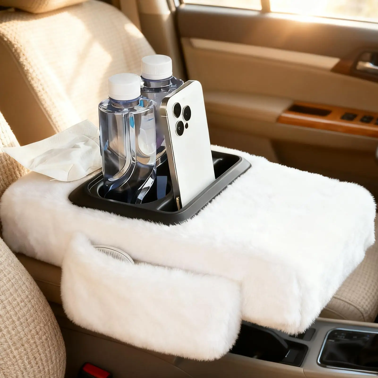 Car Arm Rest Cover Pad Plus Protector Decor Armrest Protector For Car Interior Truck Automobile SUV Center Console Winter Warm