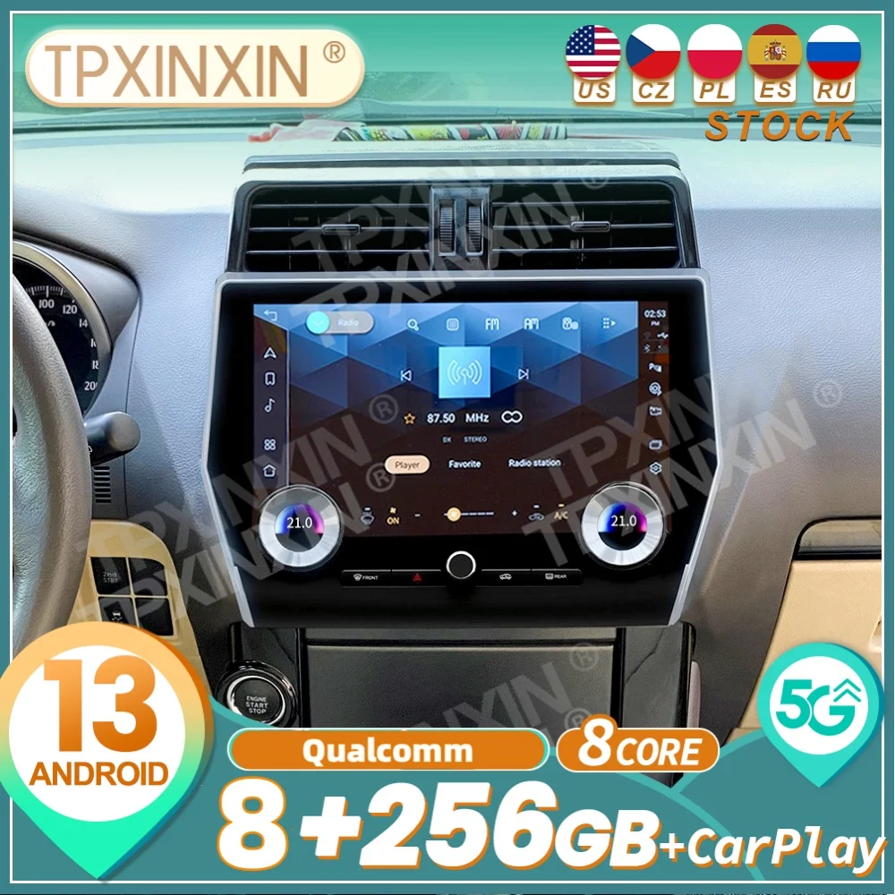Radio para Auto con Sistema Android y Carplay para Toyota Land Cruiser Prado 2010~2017, Reproductor Multimedia Automotriz con GPS y Navegación, Unidad Principal Qualcomm