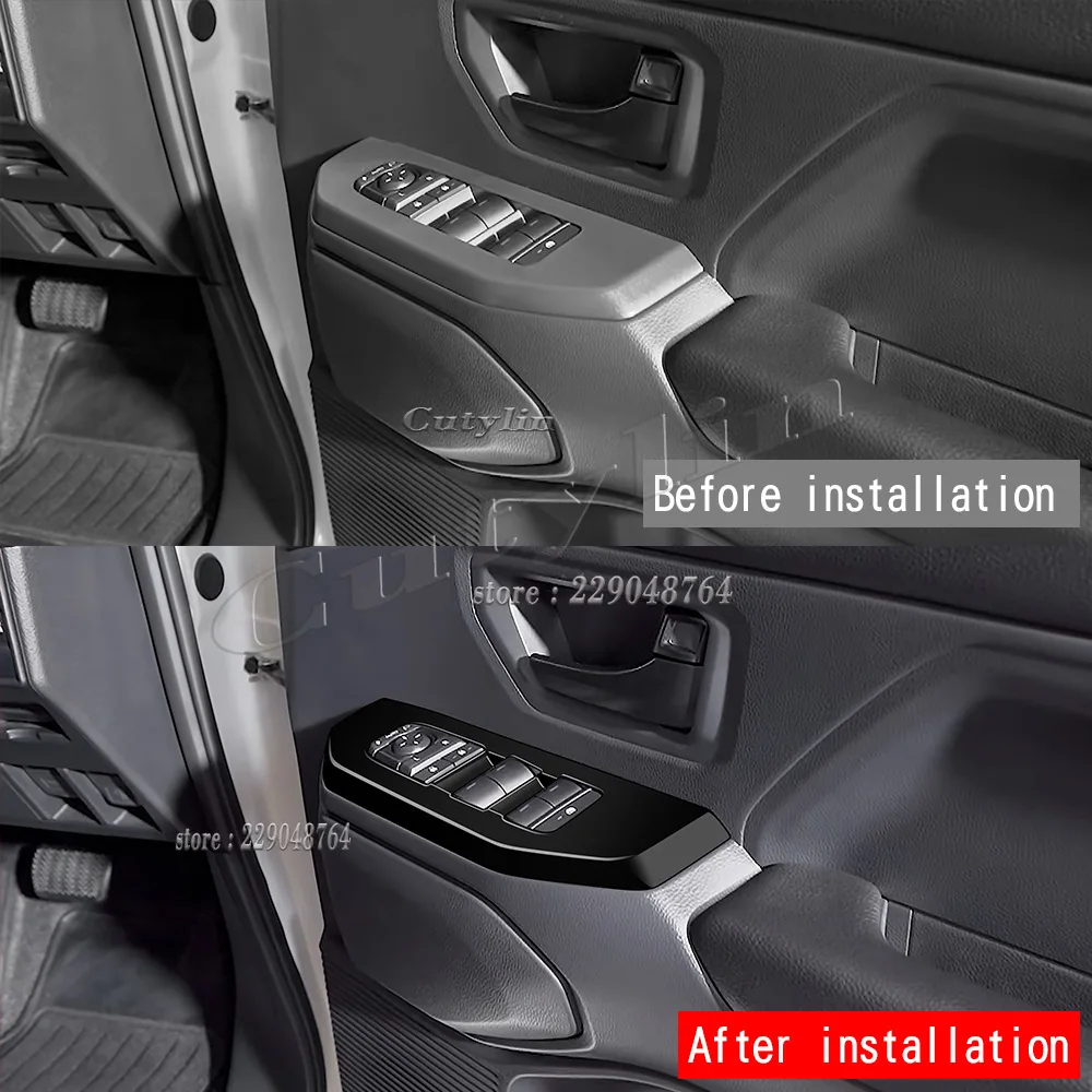 RHD ABS Black Car Accessories Windows Rise Switch Panel Glass Lift Control Cover Stickers For Toyota Land Cruiser FJ 2026 2027