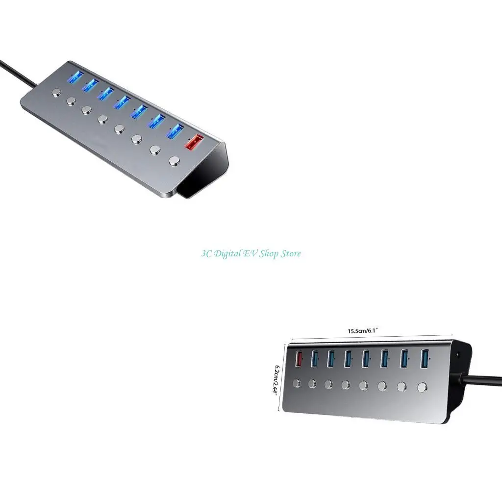 E74D USB Hub USB Splitter with Charging Port, Independent Sub Control Switch