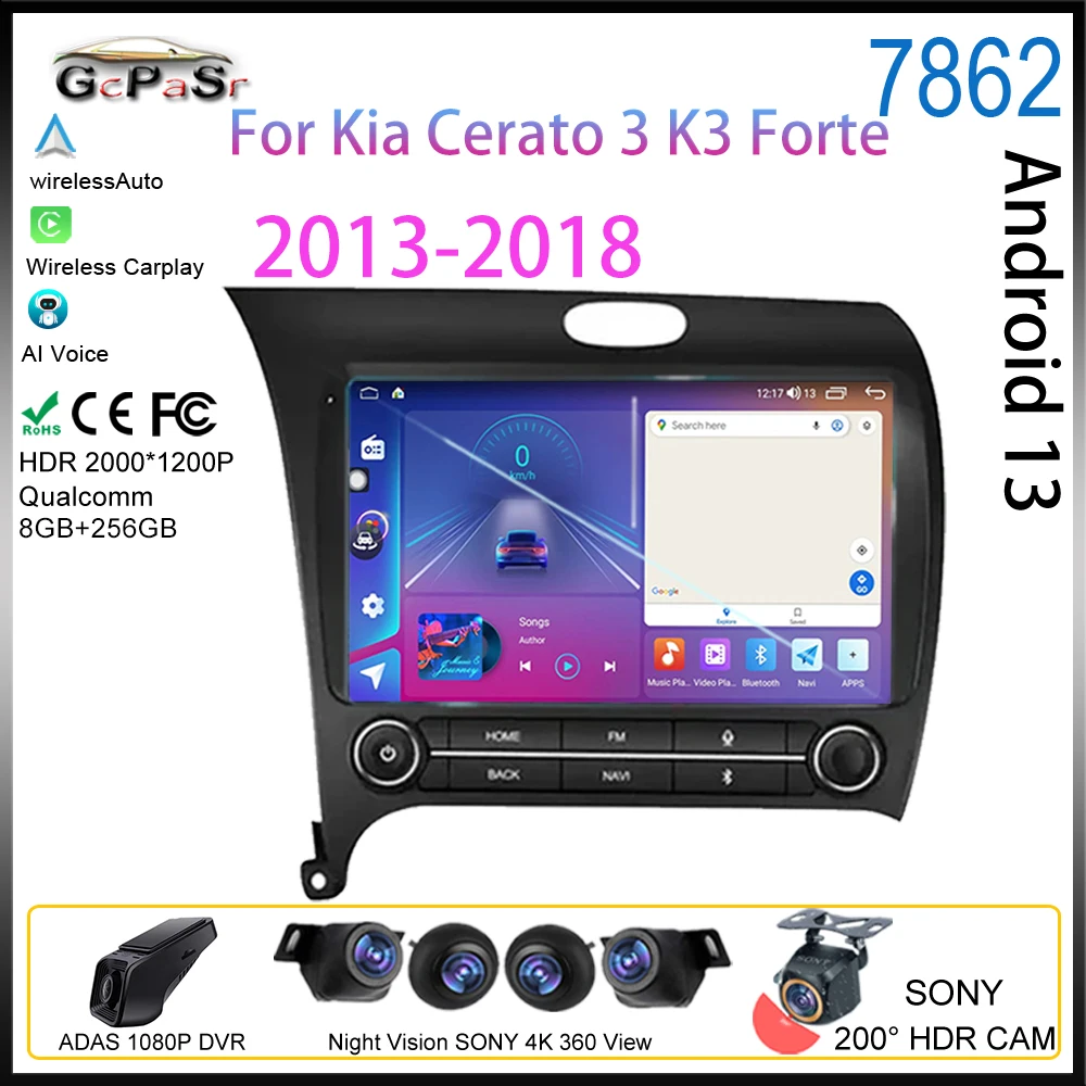 

Android For Kia Cerato 3 K3 Forte 2013-2018 Car Monitor Auto Radio Multimedia Video Player Carplay GPS Navigation camera Screen