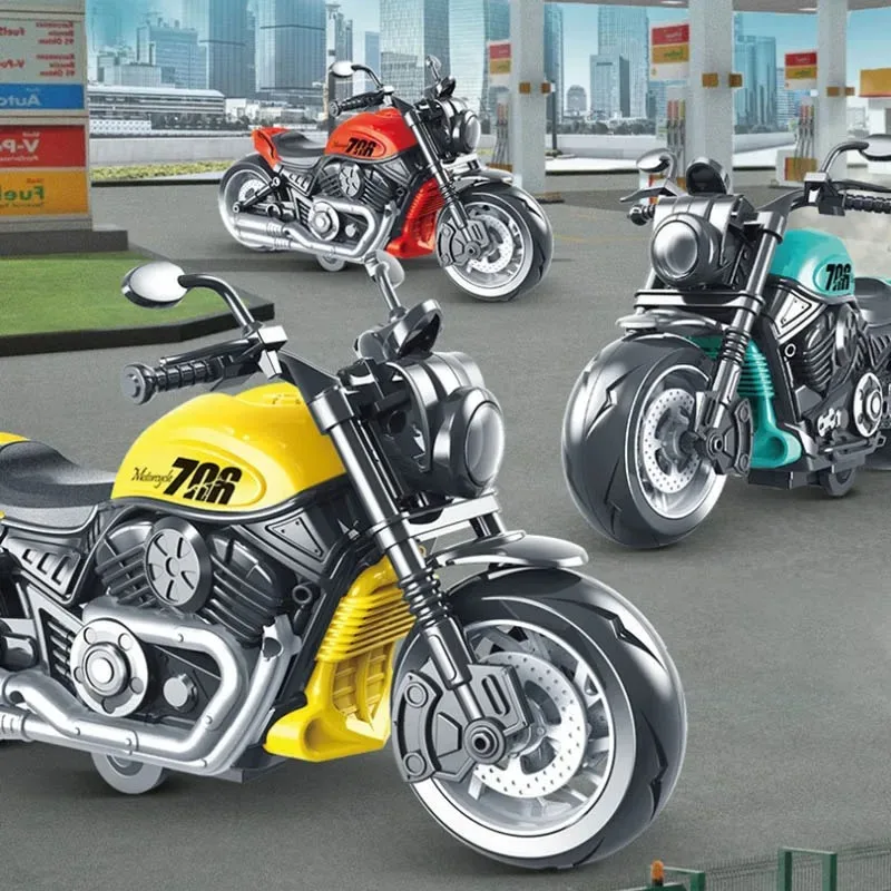 High Quality Simulation Inertia Motocycle Toys Children Interactive Toys Desktop Decorative Retro Cool Motorbike Model Boy Gift
