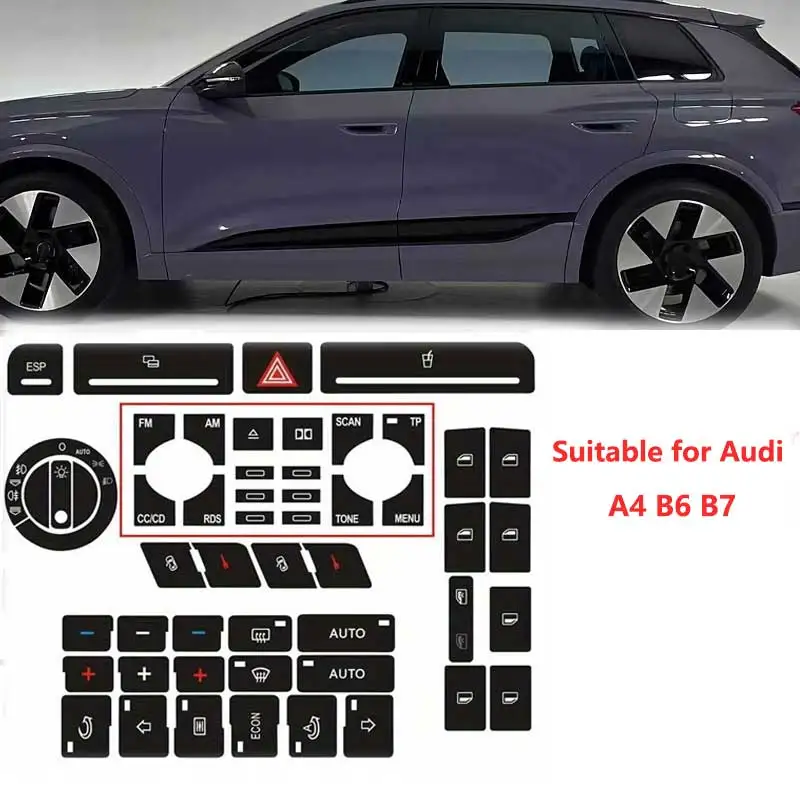 

New Fit For Audi A4 B6 B7 Button,Door Locks,Windows,Air Conditioning Repair Kits Sticker, Interior Decals,Decorative Automotive