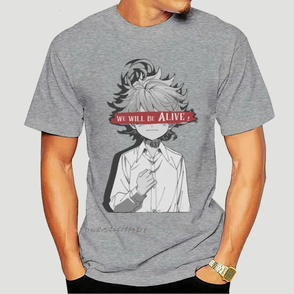 

We Will Be Alive The Promised Neverland Men's T Shirts Emma Manga Norman Ray Vaporwave Anime Tee T-Shirts Cotton 0386AF