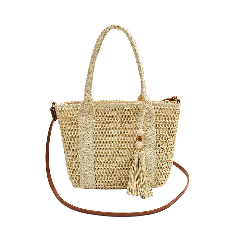 

Summer Straw Handbag for Women Large Capacity Handmade Woven Shoulder Messenger Bag Bohemia Style Vacation Rattan Beach Purse