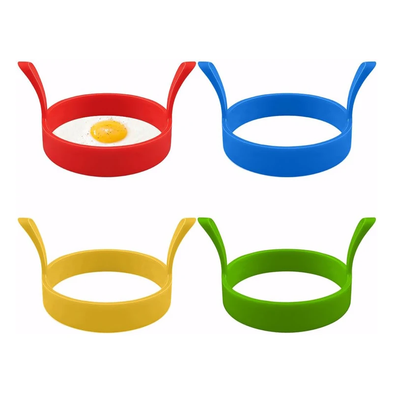4 pçs anel de silicone molde de ovo frito antiaderente anéis de ovo para fritar panqueca anel moldes resistente ao calor anel de fritura de ovo ferramenta de cozinha