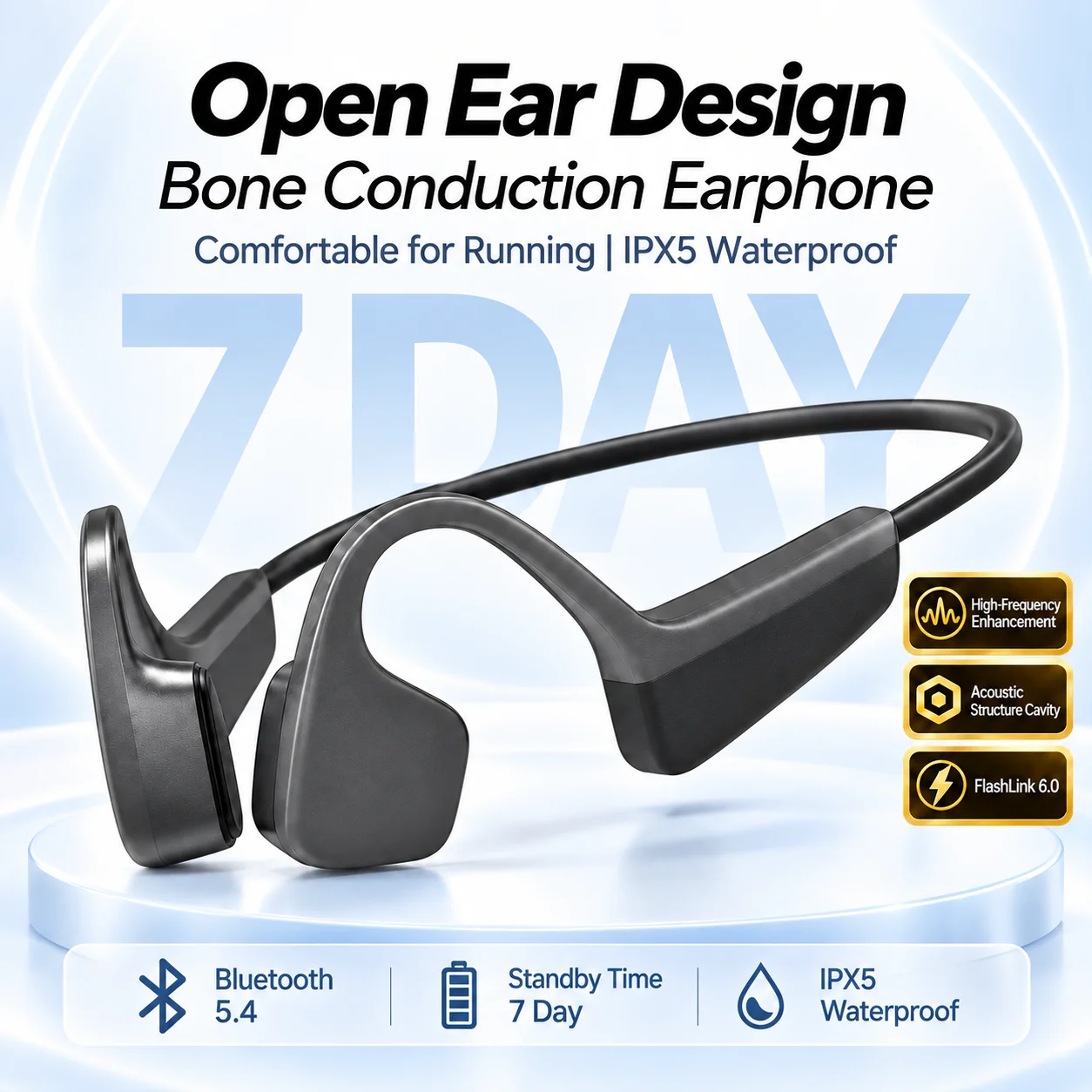 V11 Pro Open Ear Bone Conduction Earphones Bluetooth 5.4 Wireless Headphones HD Clear Mic Sports Headset for Workout Running