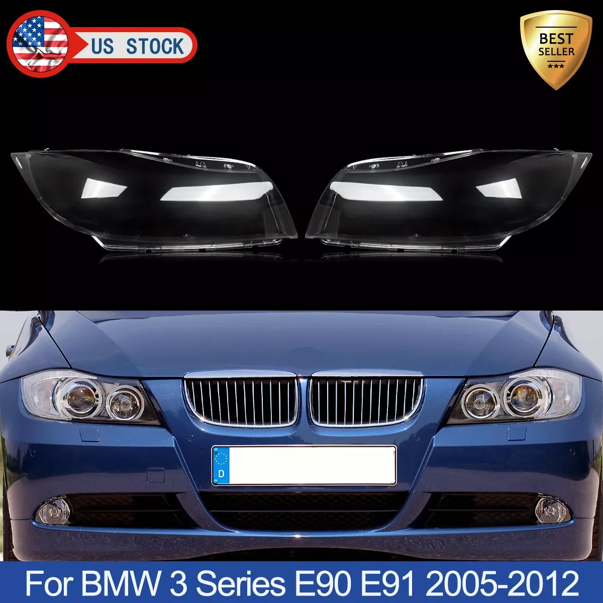 

For BMW 3 Series E90 E91 Lampshades 2005-2008 325i 328i 330i 335i Headlight Lens Lampshade Cover Left Right Shell Front Shade