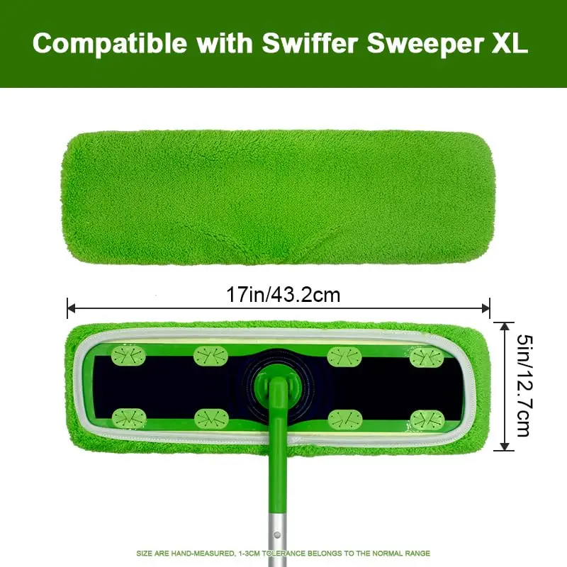 Green Reusable Microfiber Mop Pads for Swiffer Sweeper XL Dry Sweeping Cloths Replacement Sweeping Mopping Pad Refill