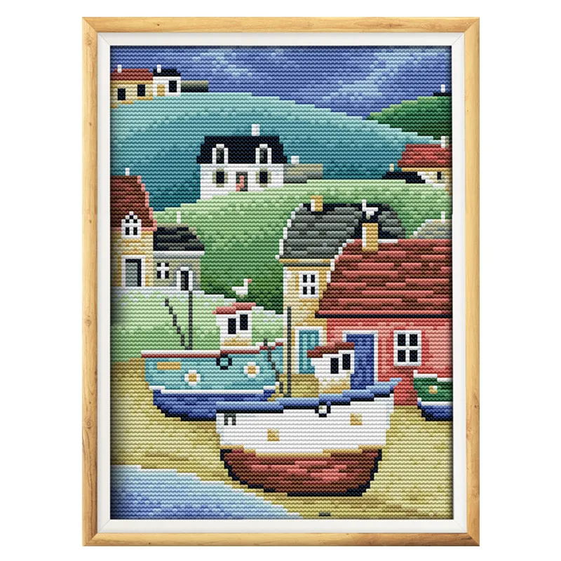 Harbour 2 cross stitch kit aida 14ct 11ct count printed canvas stitches embroidery DIY handmade needlework