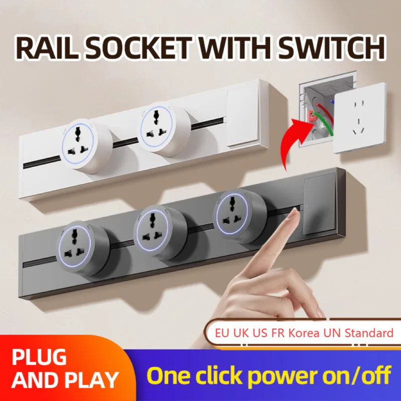 

Power Rail Socket Kitchen Expansion Socket Home Appliance Pop Electric Plug Adapter UK US EU UN Standard Wall Outlet With Switch