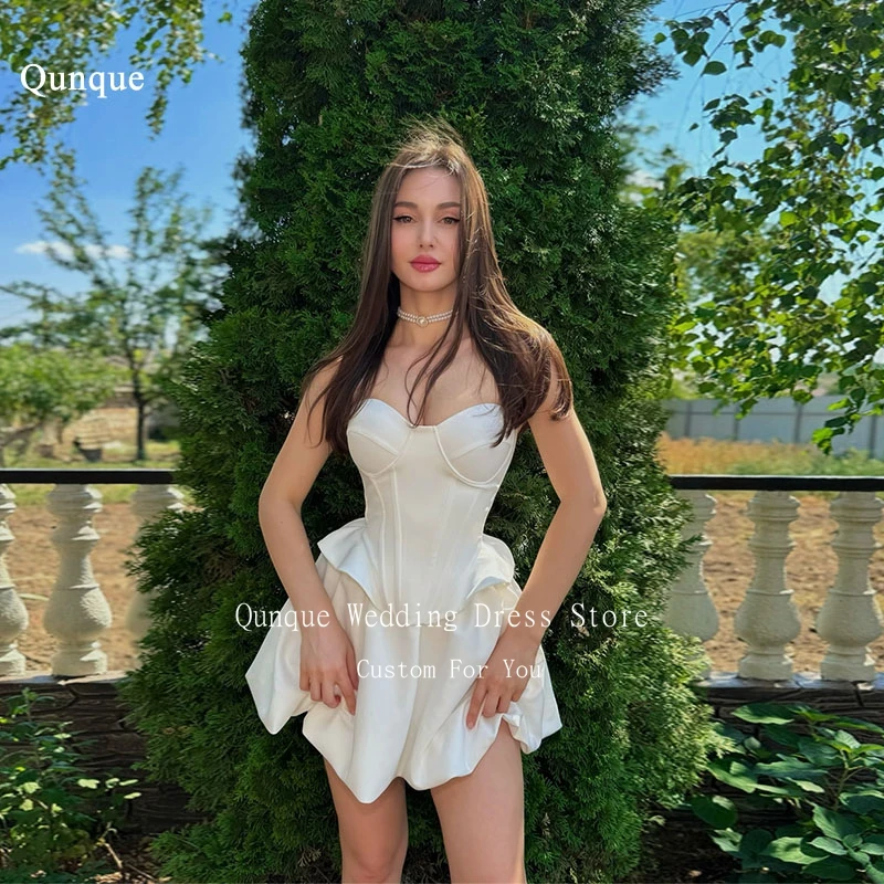 فستان زفاف قصير من Qunque للنساء على شكل قلب صغير على شكل حرف A فساتين أعياد الميلاد رداء حفلات فيستدوس دي فييستا أنيقة مخصصة