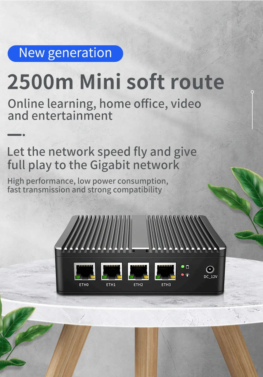 Mini PC industriale senza ventola J5005 Quad Core HDMI VGA 4xI226 2.5G Rete Home Office Mini firewall Router 16G DDR4 512GB SSD 4G