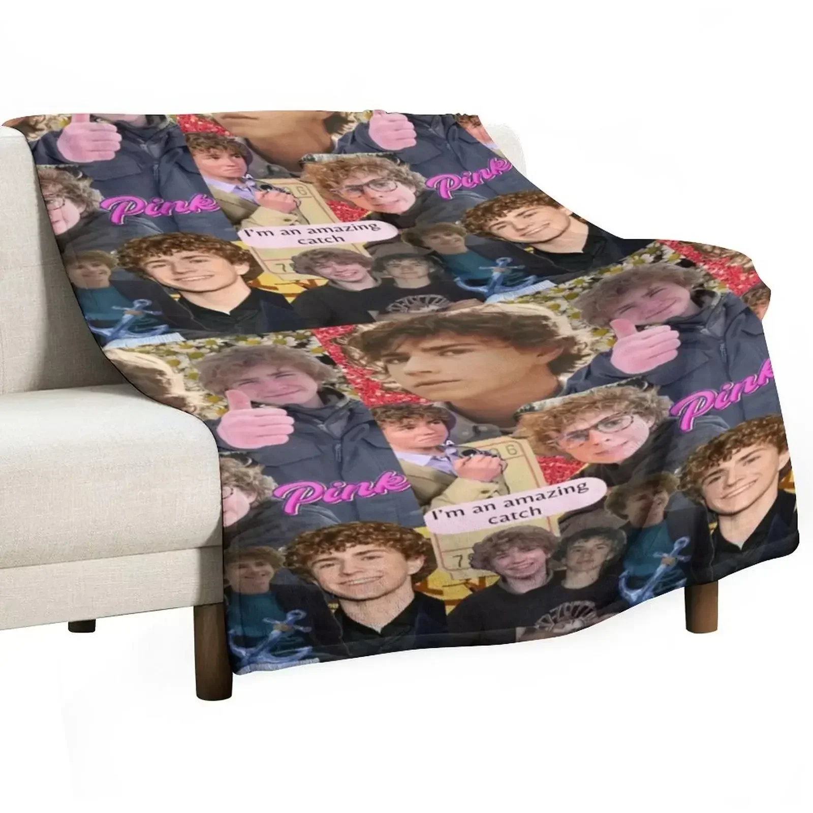 percy jackson walker scobell collage Throw Blanket Hairy Cute warm winter Beautifuls wednesday Moving Blankets