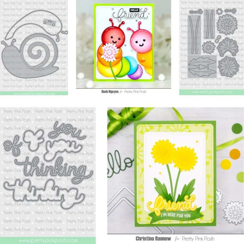 Hello Friend Bee Dandelions Cute Bugs Cutting Dies & Stamps Scrapbook Diary Decoration Stencil Embossing Template DIY Greeting