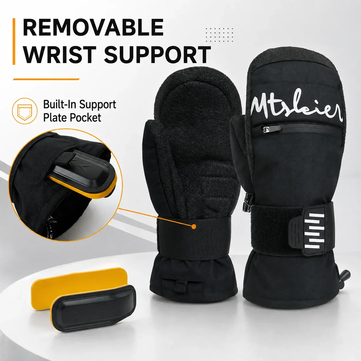 Kevlar Palm Winter Cycling Mittens Men Women Windproof Waterproof Thermal Lined Removable Wrist Support Anti-Slip Ski Gloves