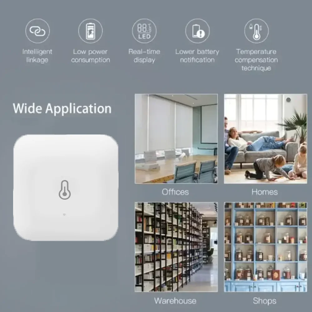 Tuya Zigbee Temperature Humidity Sensor Smart Home Device Compatible with Google Home Alexa for Environmental Monitoring