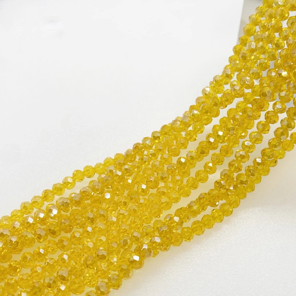 3 4 6 8mm 5Strands Yellow Clear Faceted Glass Bead Crystal Beadwork Strand Spacer Beads for Jewelry Making DIY QMB24
