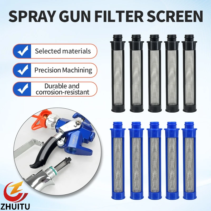 5Pcs 60/100 Mesh Airless Paint Spray Gun Filter Screen, Universal Replacement Inline Strainer
