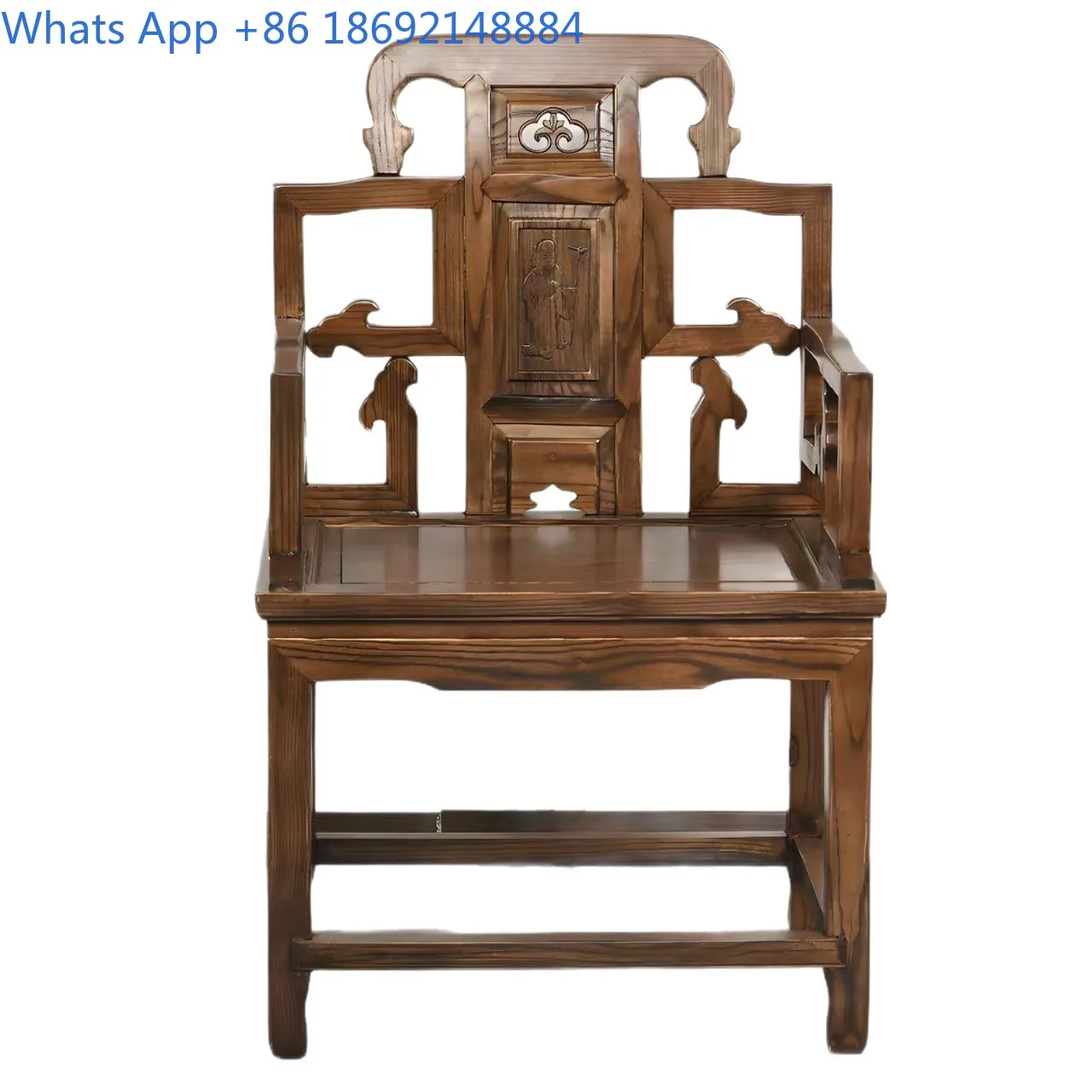 Solid wood Ming Qing style armchair set three piece Chinese elm single seat living room throne chair