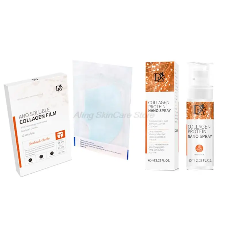 Soluble Collagen Face Serum Spray Mask Set Anti Aging Reduce Fine Lines Face Essence Face Filler Moisturizing Skin Care Set