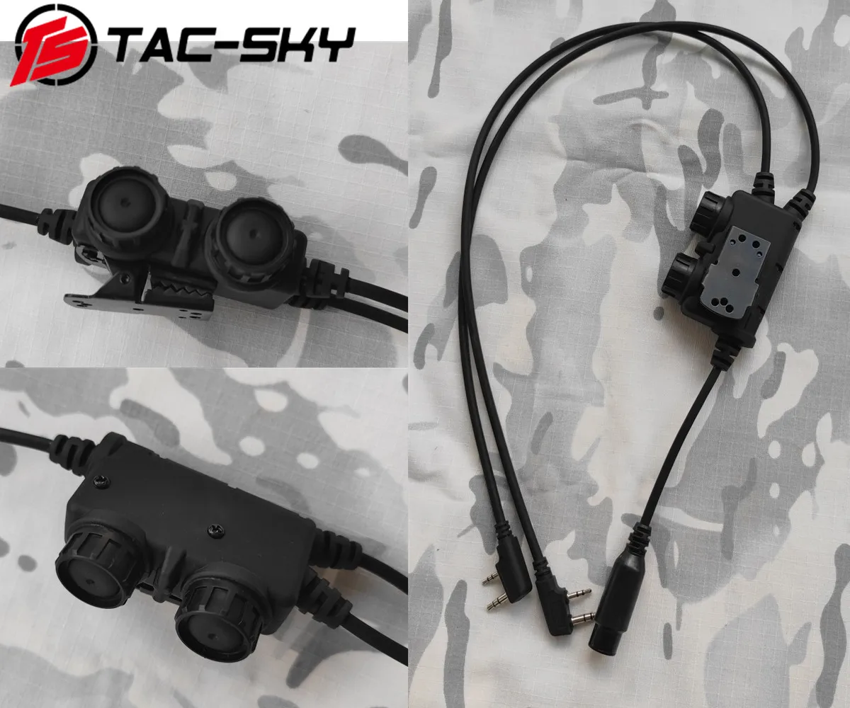 Imagem -03 - Tac-sky Fone de Ouvido Tático Dupla Comunicação Rac Ptt Adaptador Kenwood Plug Ptt Compatível com Baofeng Uv5r Walkie Talkie