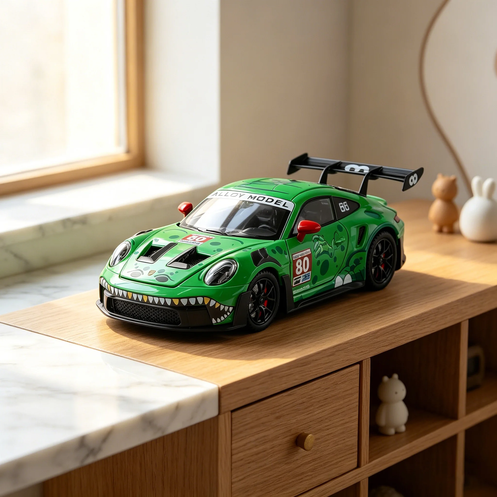

Simulated 1/24 metal die-cast 911 GT3 RS painted version sports car model sound and light pull back boy toy holiday gift