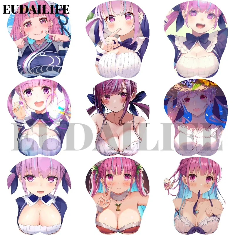 

Minato Aqua 3D коврик для мыши подставка для рук и запястья коврик для мыши Vtuber силиконовый мягкий коврик для мыши Oppai офисная работа отаку игровой подарок