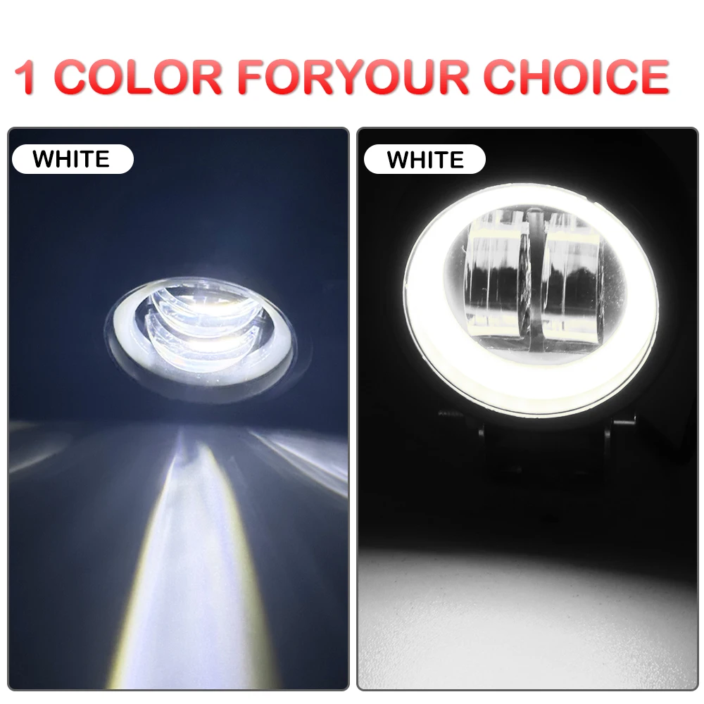 3-calowe LED-owe światło robocze kwadratowe okrągłe reflektory samochodowe Halo do motocykli ATV SUV 12V 24V Angel Eyes światła do jazdy — zdjęcie 4