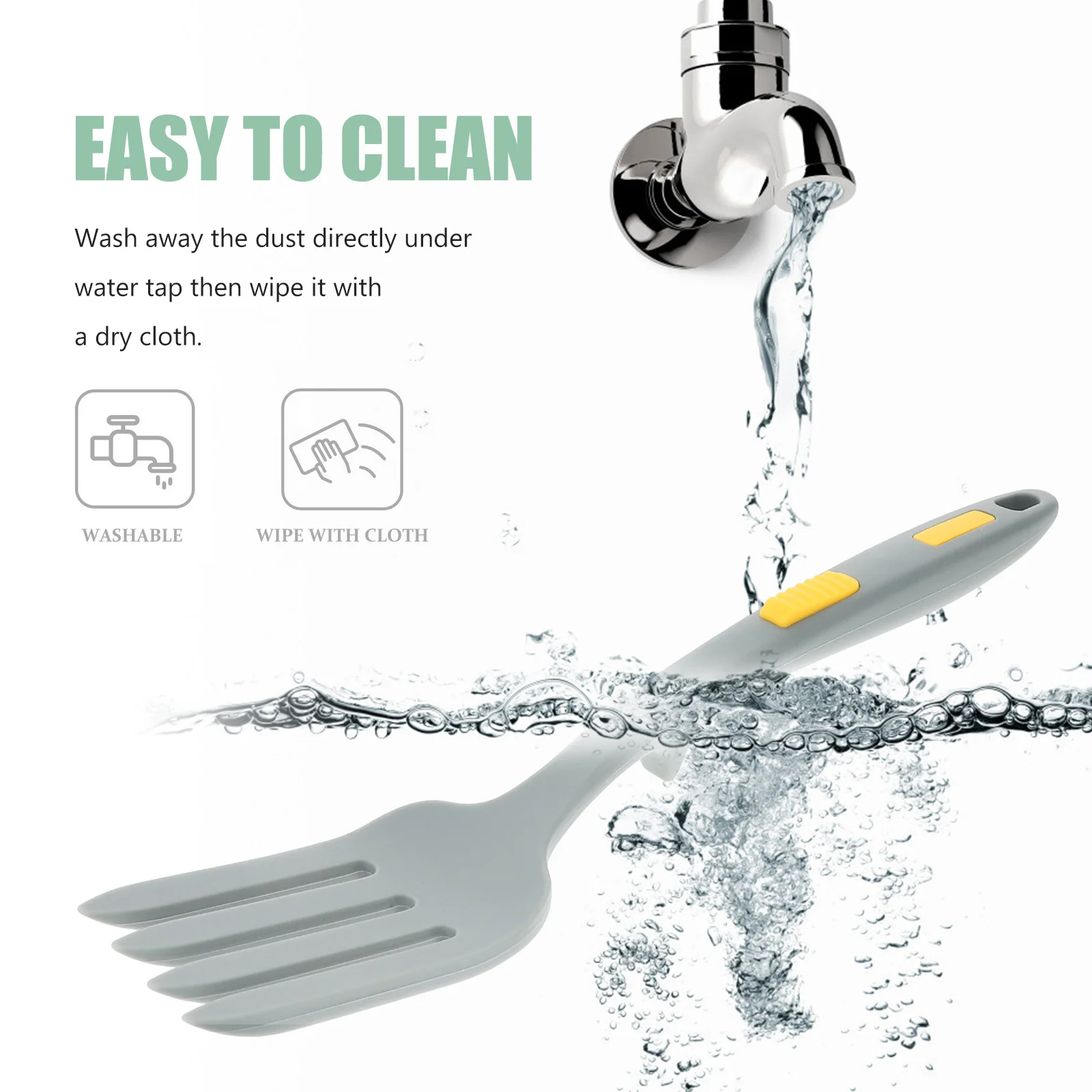 

Silicone Cooking Fork Large Kitchen Salad Mixing Fork Heat Resistant Reusable Noodle Pasta Server Wear-Resistant Food