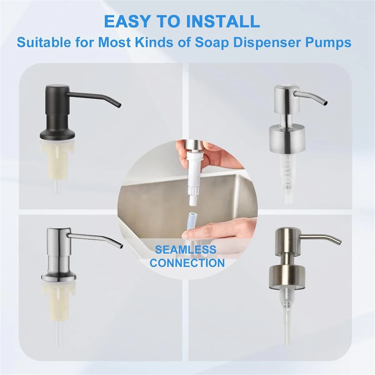 High-end Soap Dispenser Extension Tube Kit for Kitchen Sink, 47Inch Under Sink Soap Dispenser Tube with Upgraded Check Valve