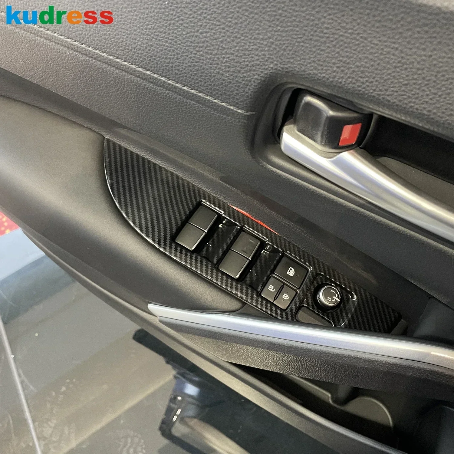 Car Door Window Lift Switch Button Panel Cover Trim For Toyota Corolla Cross 2019-2024 2025 Carbon Fiber Interior Accessories