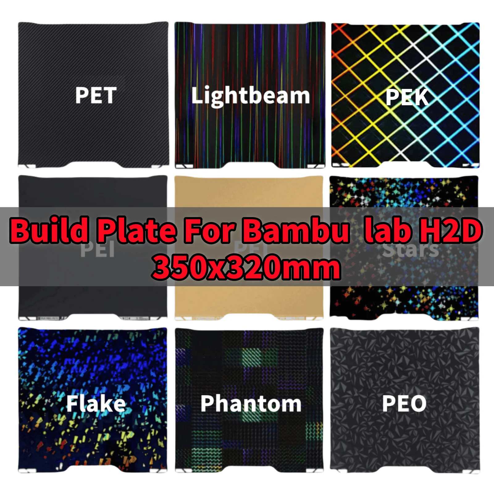 

Двусторонняя гладкая сборная пластина PEO PET для Bambu Lab H2D PEI Лист Текстурированная пружинная стальная кровать для Bambulab Bamboo h2d Buildplate