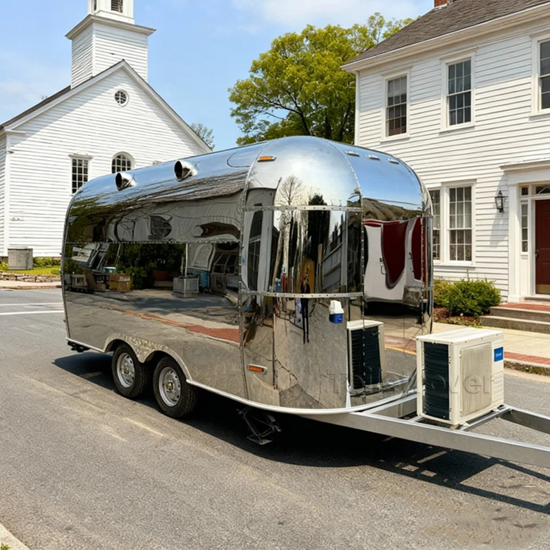 Custom Retro Food Trailer Cart Ice Cream Street Outdoor Food Trailer Juice Coffee Mobile Commercial Food Trucks for Sale Near Me