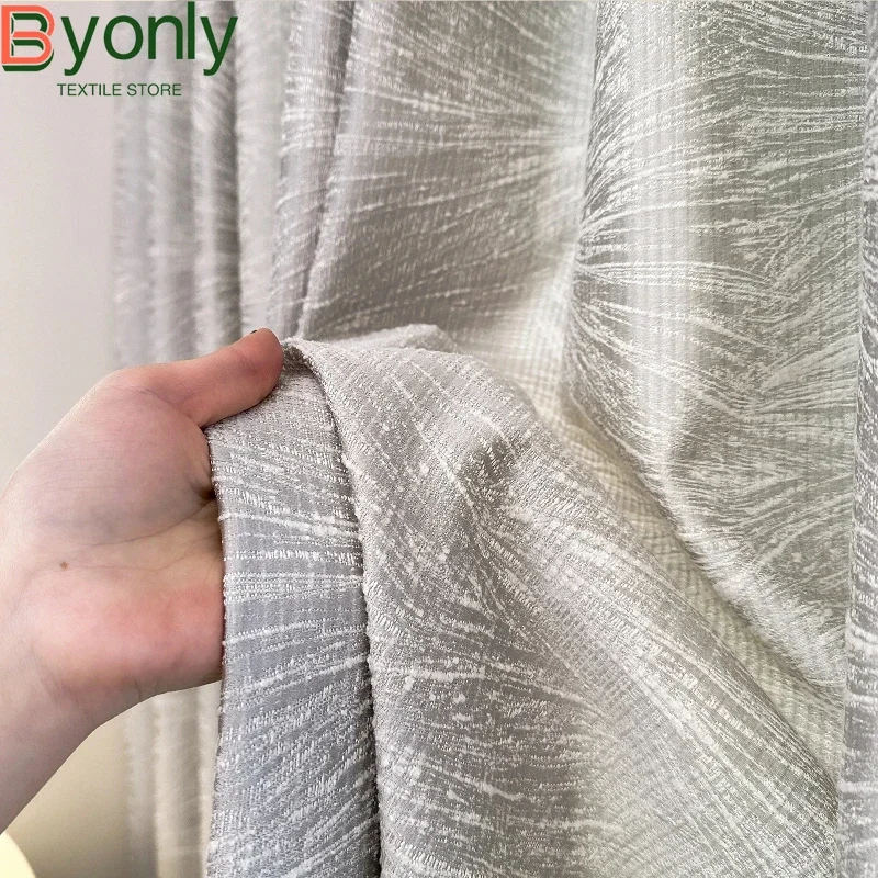 New Alpine Jacquard Black and White Chenille Thickened Curtains for Living Room and Bedroom French Windows Customized for Villas