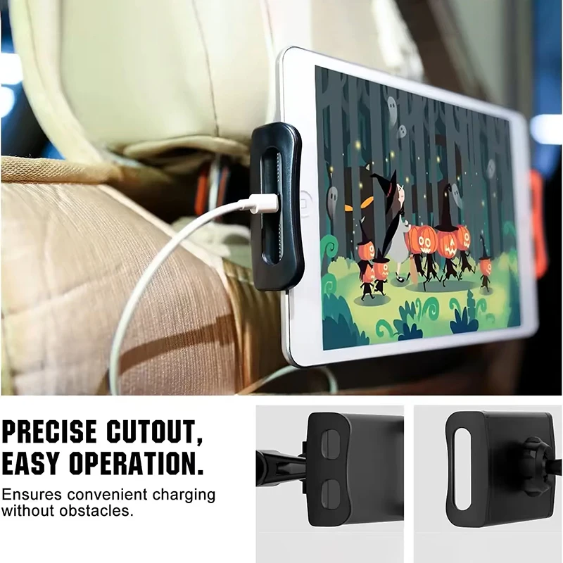 Tablet-Halterung fürs Auto, Kopfstützenhalterung für Tablet/iPad/Handys, Auto-Tablet-Halterung mit 360°-Drehung ° Drehbar und einstellbar – Detail 6