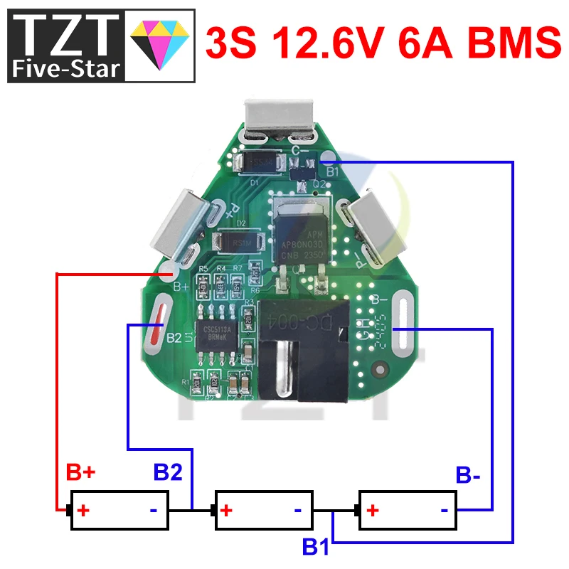 3S 12.6V 6A BMS Li-ion Lithium Battery Protection Board 18650 Power Bank Balancer Battery Equalizer Board for Electric Drill