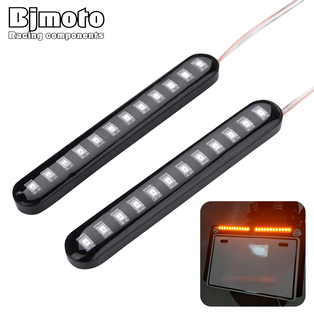 

2PCS Turn Signals Led Strip Motorcycle Flowing Water Tail Brake Lights 12 LED 3528SMD License Plate Light Blinker Stop Flicker