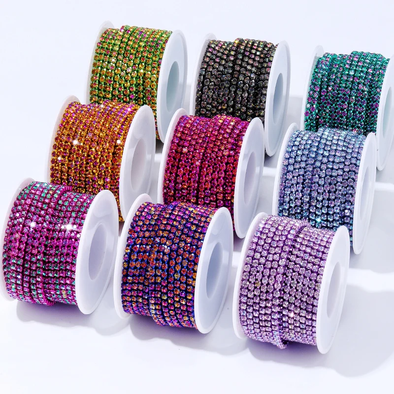 

DUCrystal 10yards/Roll Glass Crystal Claw Chain Crystal Volcano Motif Rhinestone Trim Sew/Glue on DIY Craft.Garment.Decoration