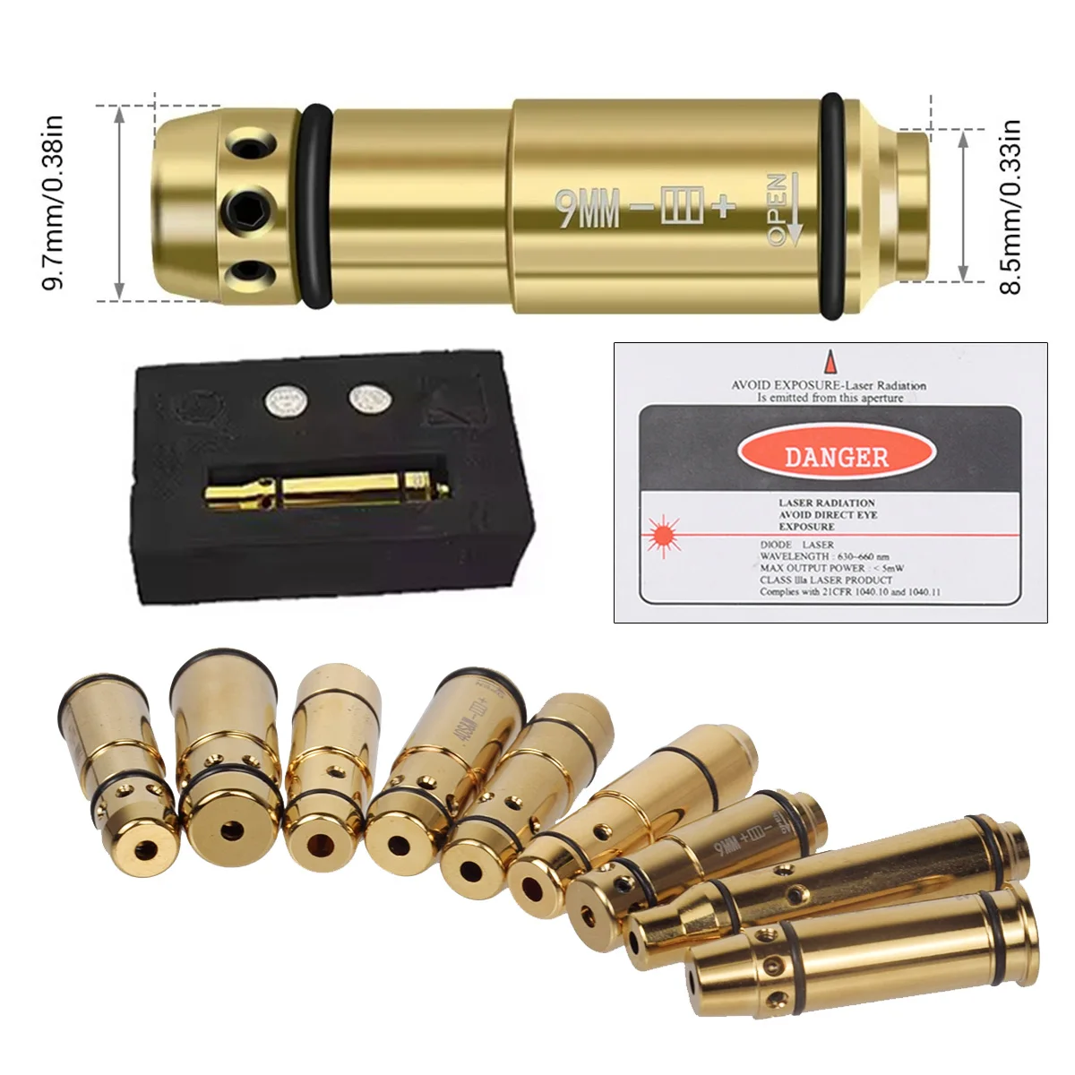 

Tactical Training Laser Bullet 9mm Bore Sight for Dry Firing Training .223Rem 40S&W Hunting Red Dot Laser Training Bore Sight