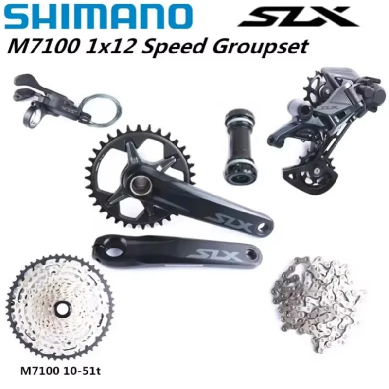 

SHIMANO SLX M7100 Groupset 170 мм 175 мм 32T 34T Groupset 1x12Speed M7100 Переключатель передач Задний переключатель Шатуны Кассета Микрошплина