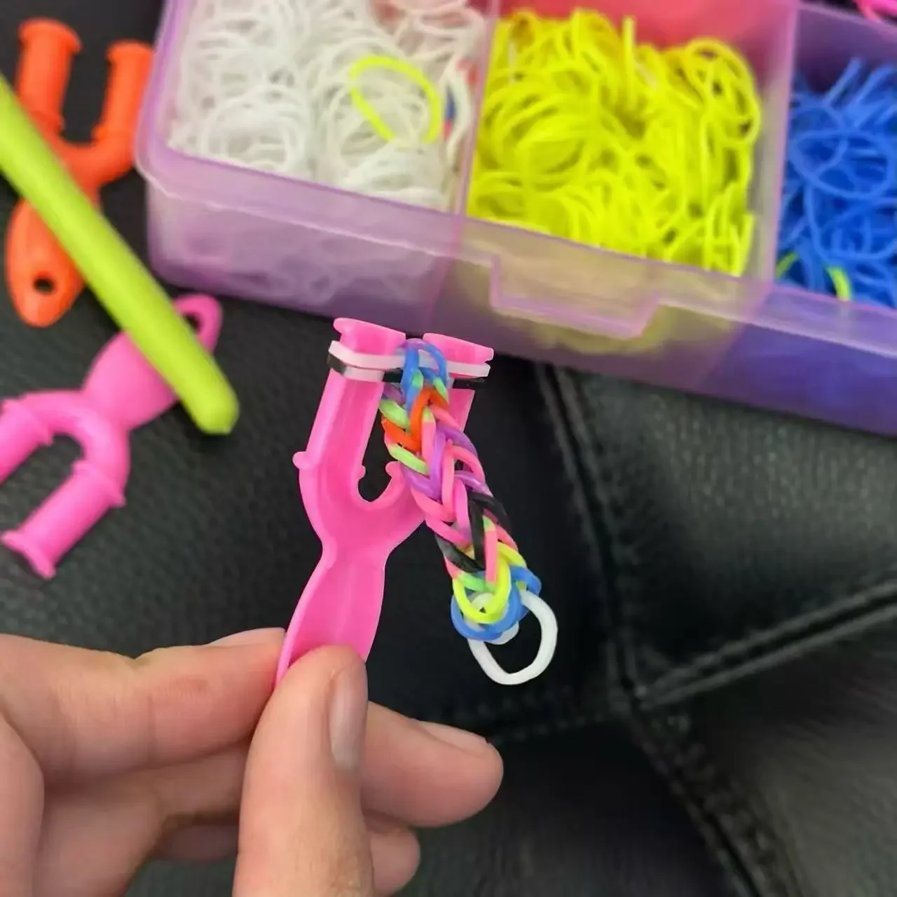 4800 Loom Bands Kit, Rubber Bands Bracelet Making Kit with Storage Organizer, Complete Supplies with Beads Charms Hooks Tools & Instructions, All Ages view 3