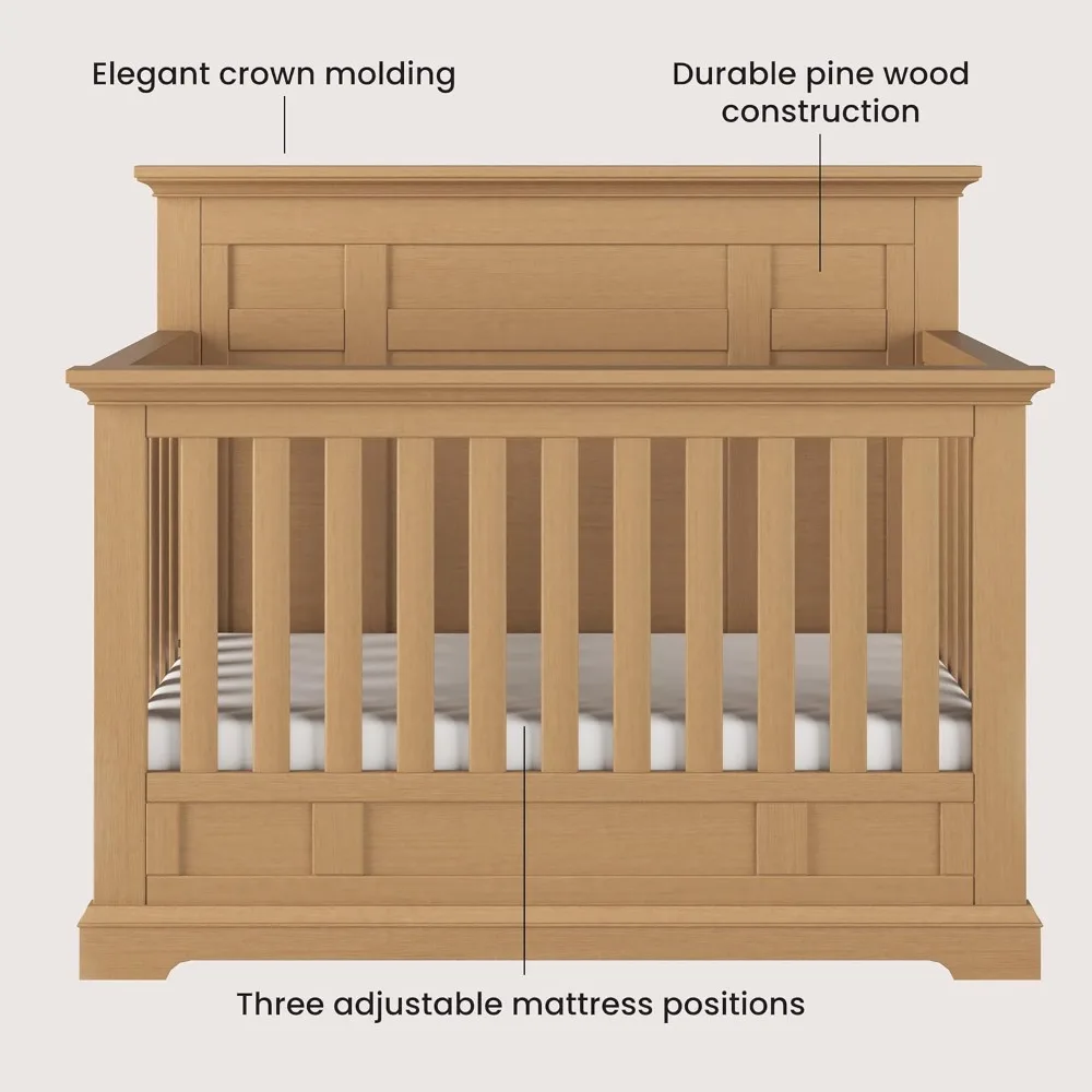 Jordyn Full Panel 4-in-1 Convertible Crib, Baby Crib Converts to Day Bed, Toddler Bed and Full-Size Bed