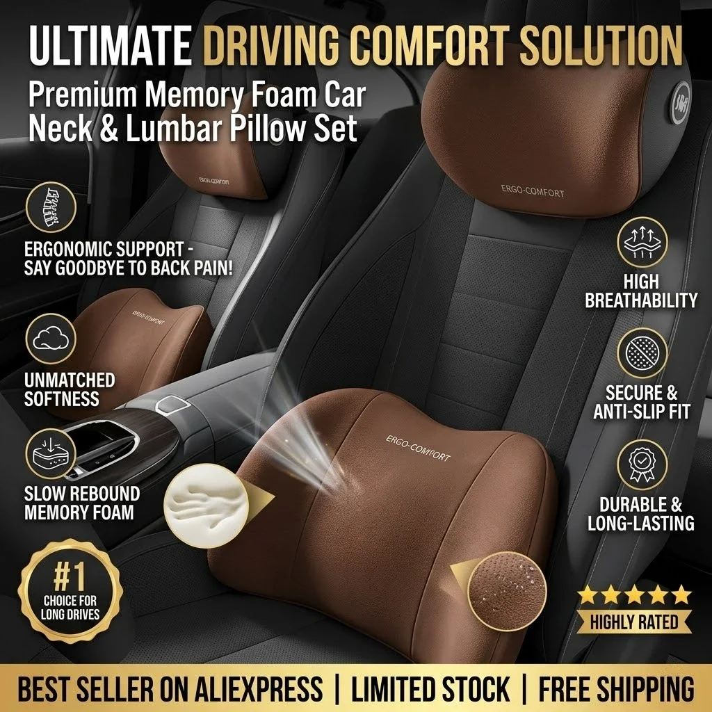 Memory Cotton Car Seat Headrest Universal Soft Slow Rebound Protection Neck and Waist Support Cushion Car Accessories Interior